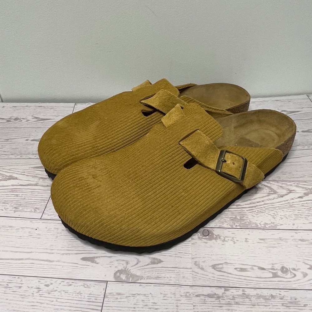 Birkenstock Boston Corduroy Suede Clogs Yellow Brown Ochre Mens 46 13